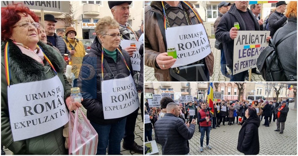FOTO/VIDEO. Românii protestează în fața Prefecturii Satu Mare. ”Suntem discriminați în propria țară”