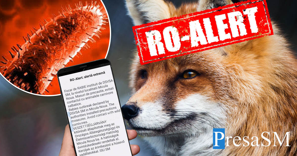 FOTO. Sătmărenii din zona Micula, avertizați prin RO-ALERT cu privire la focarul de rabie