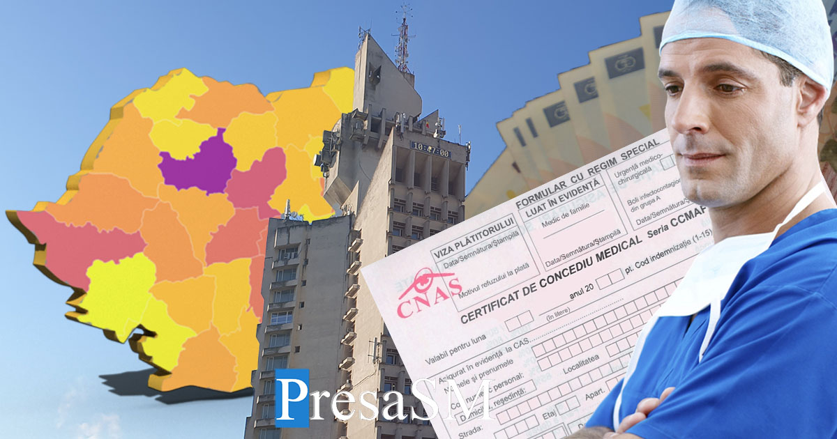 HARTĂ. Topul concediilor medicale pe județe. Pe ce loc se află Satu Mare