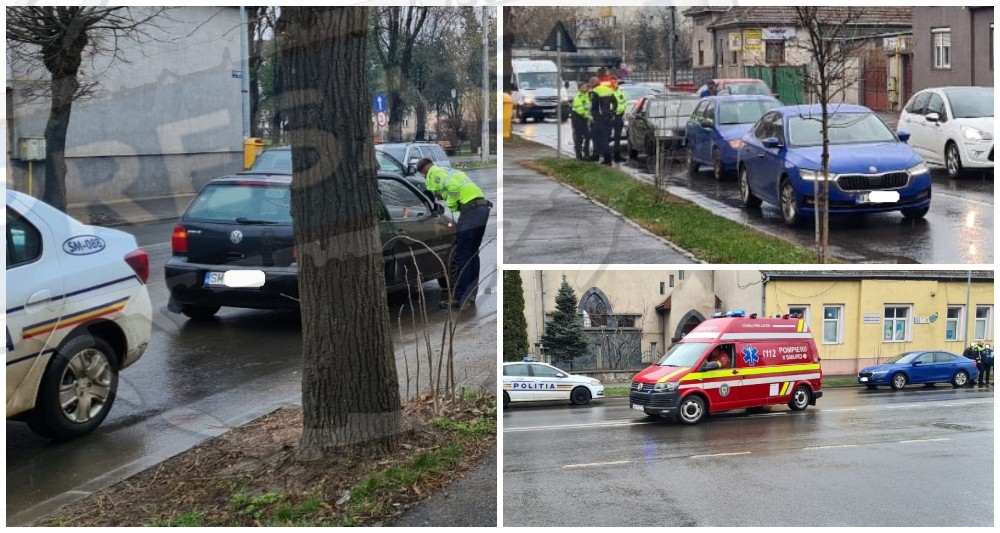 FOTO. Accident în lanț în zona bisericii din Soarelui. O femeie a fost preluată de un echipaj SMURD