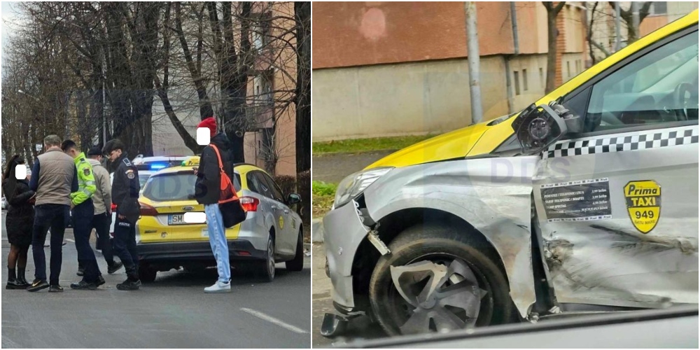 FOTO. Accident în Micro 17, între un taximetru și o mașină. Poliția, la fața locului