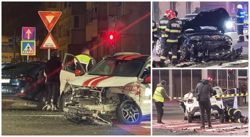 FOTO/VIDEO. Tânăr din Satu Mare rănit într-un grav accident. Mașina, grav avariată