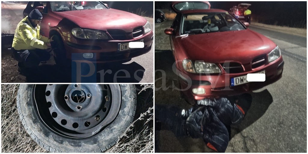 FOTO. Polițiștii din Satu Mare au reparat mașina unor străini disperați, în miezul nopții! Nimeni nu i-a ajutat inițial