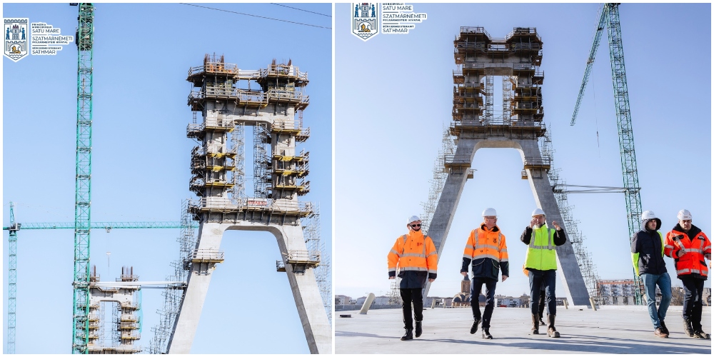 FOTO. Lucrările intră în linie dreaptă la podul gigant peste Someș din Satu Mare. Problemele, rezolvate