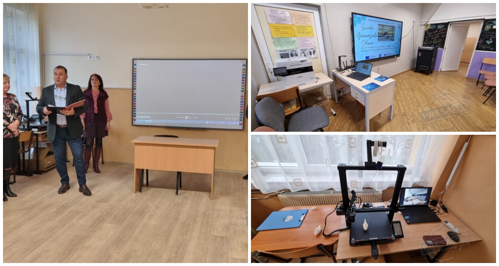 FOTO/VIDEO. Școală ultramodernă la Odoreu. Table interactive, căști VR, imprimantă 3D și mobilier nou