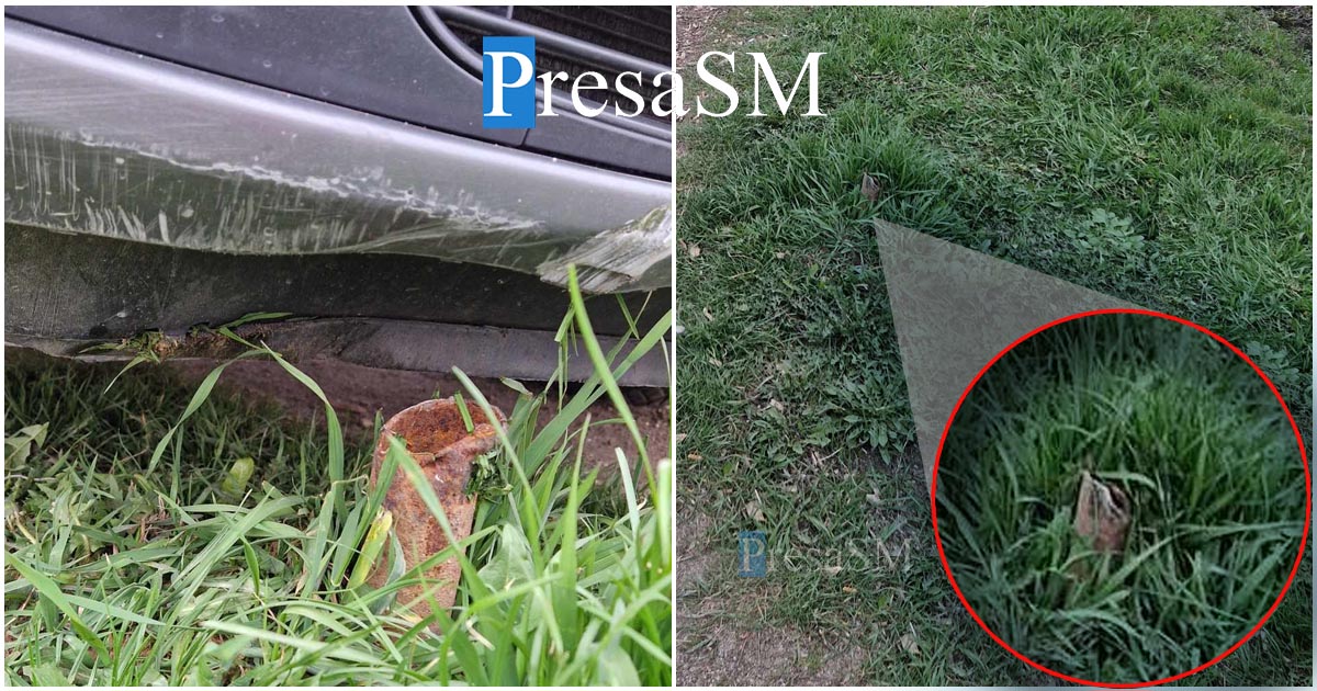 FOTO. Pericolul din iarbă, pe DJ193. O întreagă familie în pericol, mașină avariată