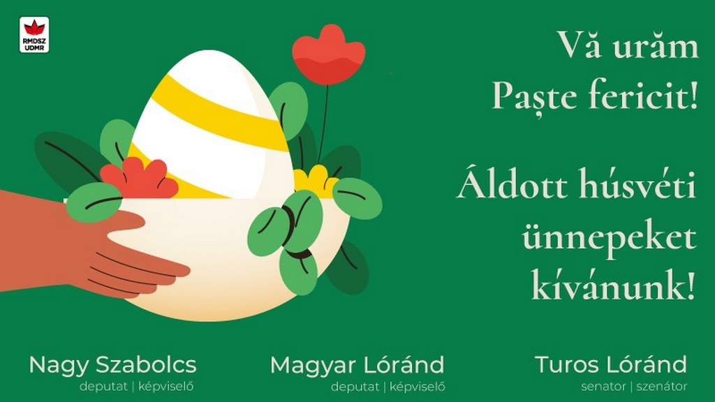 FOTO. Deputații UDMR Nagy Szabolcs, Magyar Lorand și senatorul Turos Lorand, urare de Sfintele Sărbători Pascale