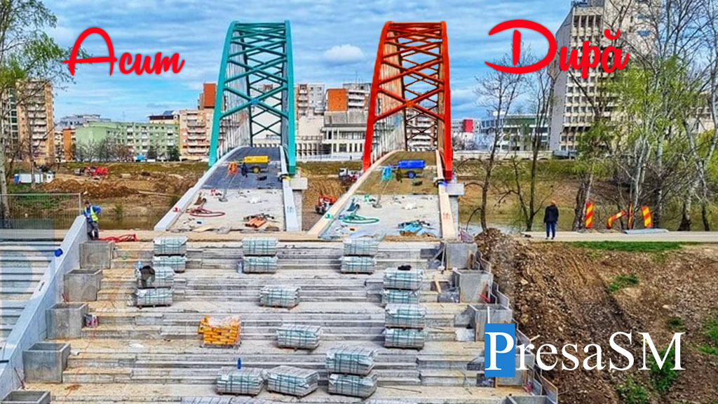 FOTO. Podul pietonal din Satu Mare trebuie mutat 10 metri la stânga! Au greșit proiectanții