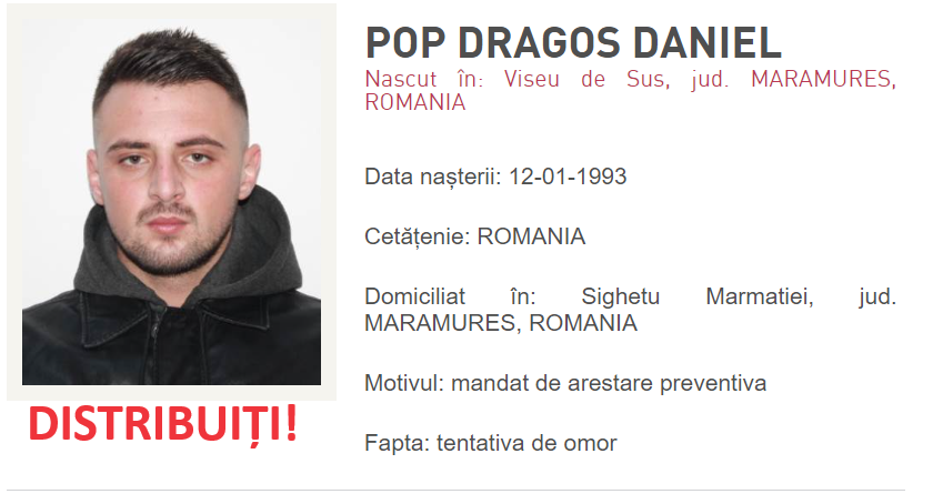 FOTO. INDIVID foarte PERICULOS! Pop Dragoș Daniel, căutat pentru tentativă la OMOR