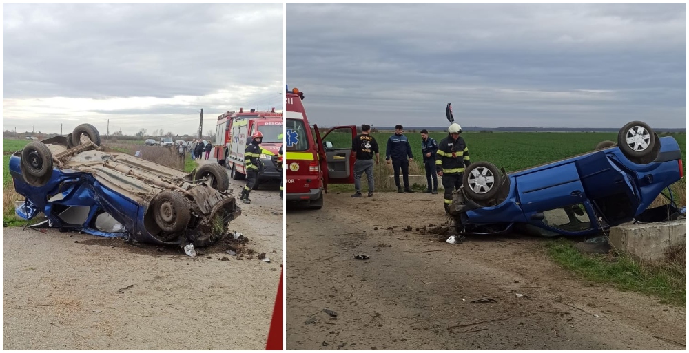 FOTO. Cauzele gravului accident din județ. O șoferiță a ajuns cu multiple fracturi la Urgență