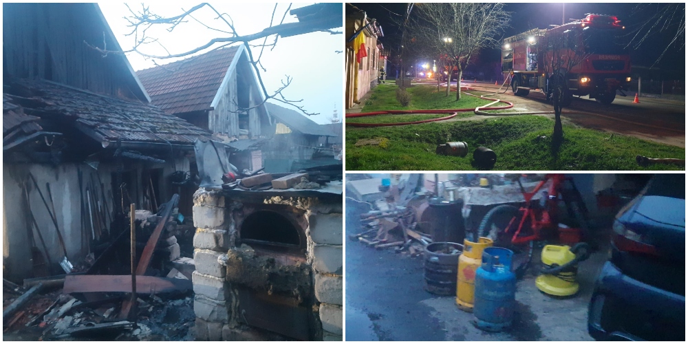 FOTO. Incendiu și pericol real de explozie în județul Satu Mare. Persoane evacuate de urgență