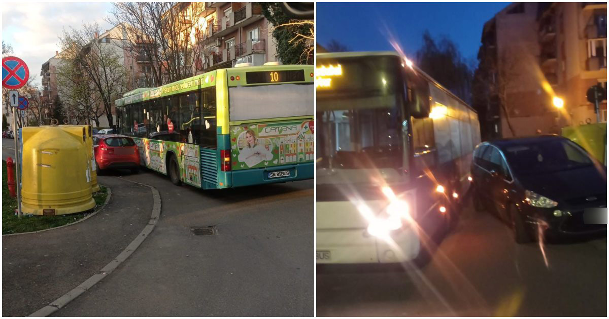 FOTO. Transurban, un nou apel la șoferii sătmăreni. Autobuze întârziate din cauza mașinilor parcate la întâmplare