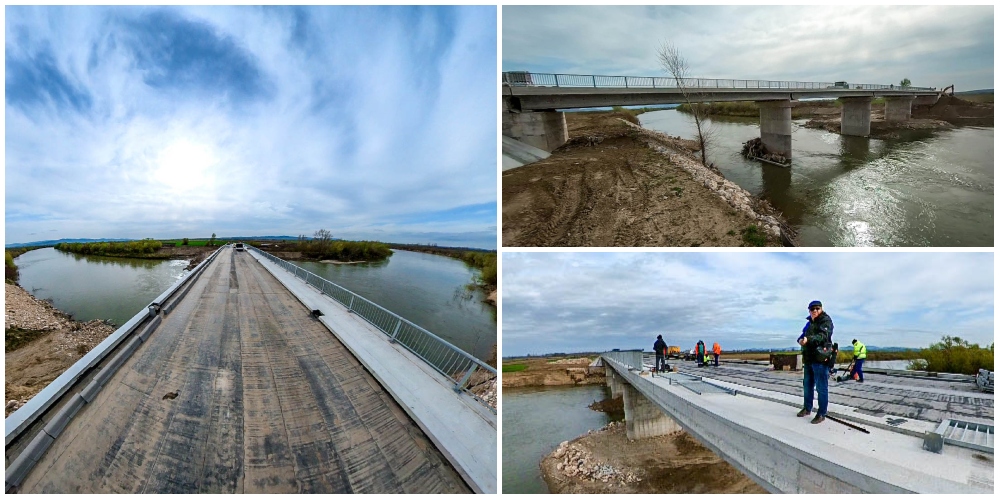 FOTO. Un nou pod peste Someș este 95% gata în județul Satu Mare. Dar drumul este nicăieri