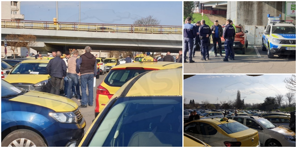 FOTOGALERIE. Taximetriștii protestează în municipiul Satu Mare împotriva Bolt