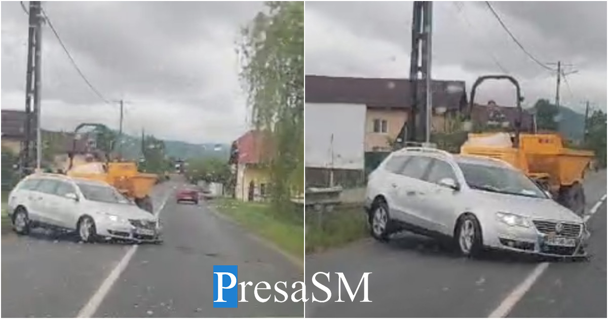 VIDEO. Accident rutier în județul Satu Mare. Noroc cu parapetul de protecție