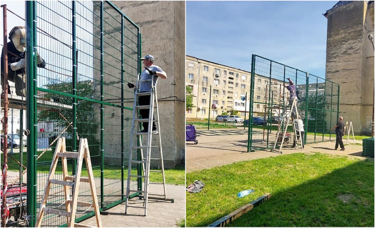 FOTO. Se refac terenurile de sport din mai multe cartiere sătmărene