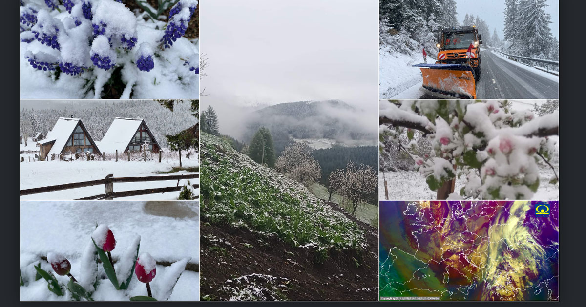 FOTO/VIDEO. Furtuna Renata a ajuns în România: Vreme rece, furtuni și vijelii; zăpadă abundentă în zonele înalte