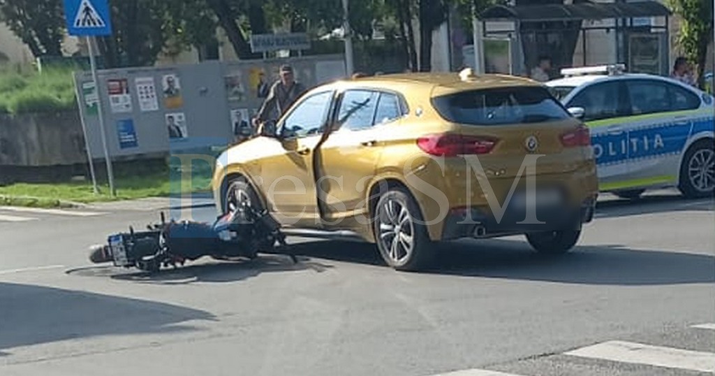 FOTO. Tânăr motociclist la spital. Ce spun polițiștii sătmăreni, cum s-a petrecut accidentul rutier