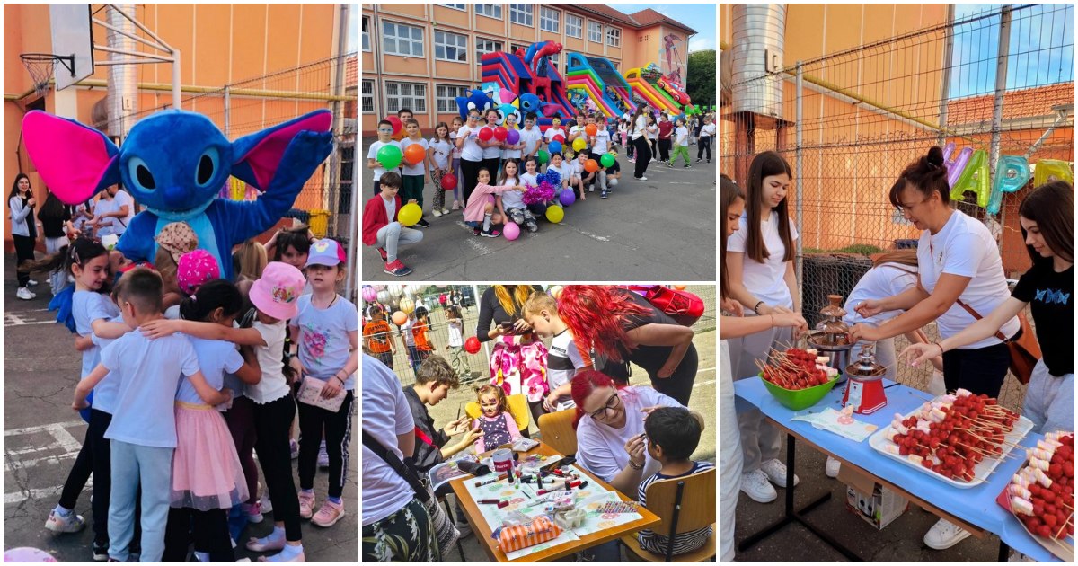 FOTO. Surpriza unor profesori sătmăreni pentru cei mici. O nebunie de petrecere cu de toate: castele gonflabile, ateliere felurite și multă ... ciocolată