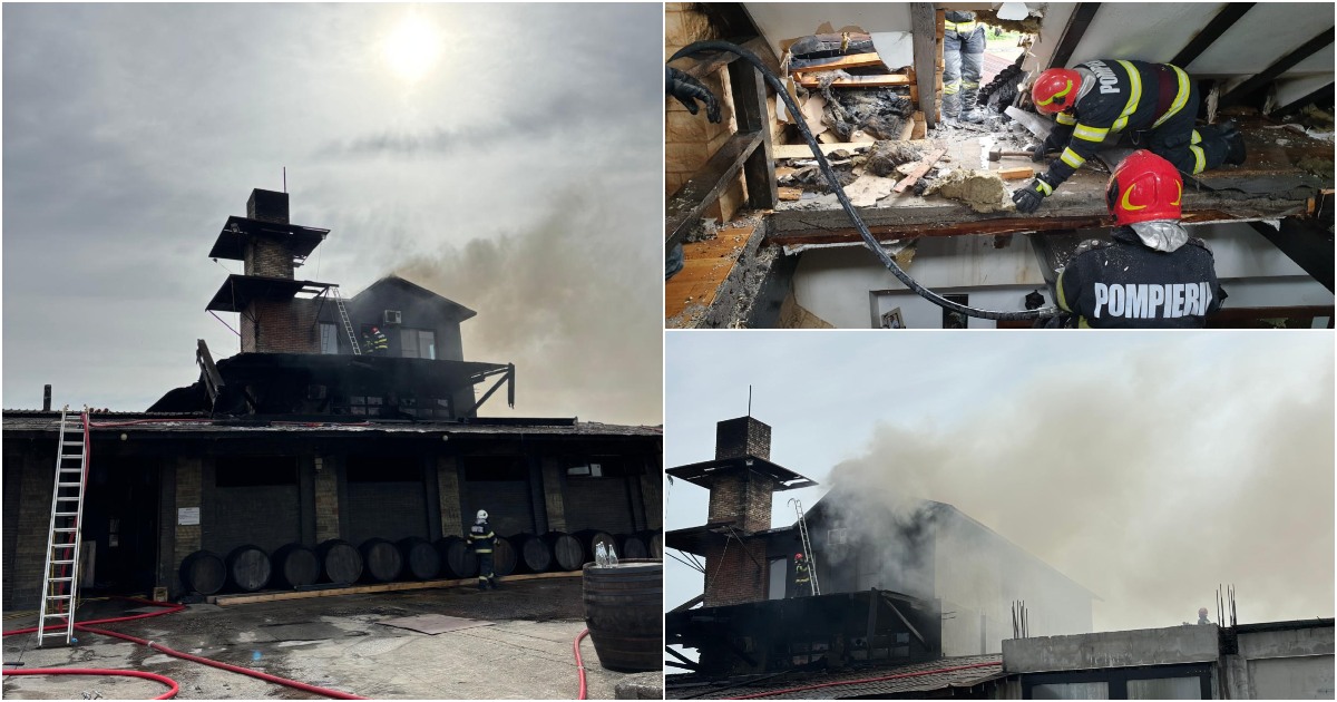 FOTO. Incendiu la Pălincăria Zetea, pagube mari! Pompierii au luptat peste 4 ore cu flăcările