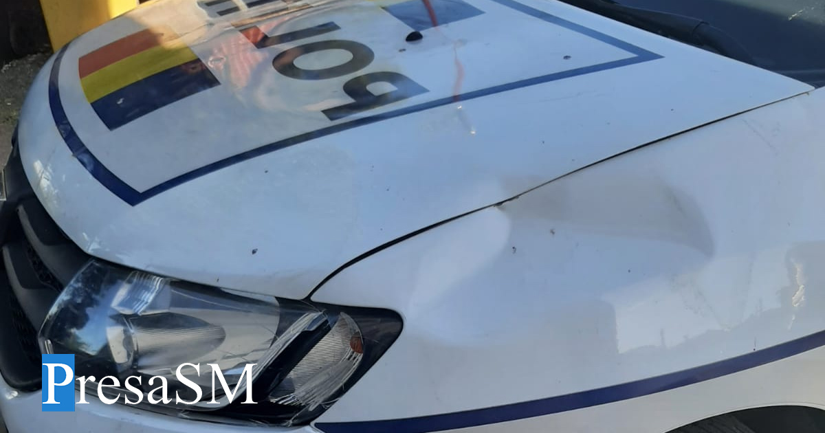 FOTO. Polițiștii noi din județ, fricoși și nepregătiți?! Atacați, cu mașina avariată, nu au ripostat