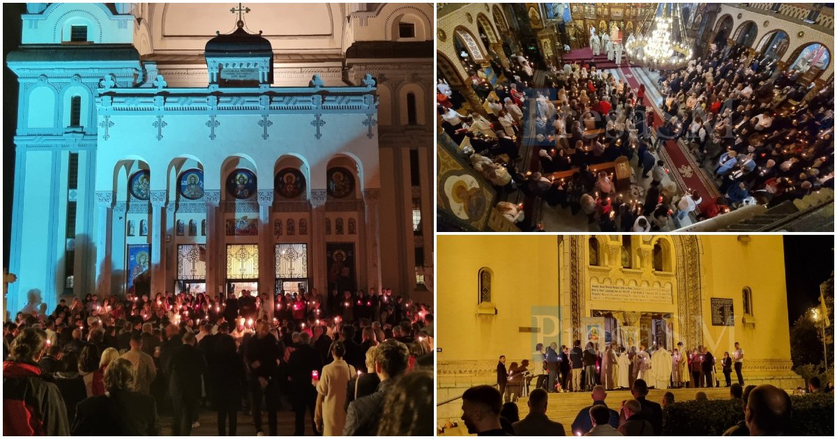 FOTO/VIDEO. Biserici pline la Satu Mare în noaptea de Înviere. Sătmărenii au așteptat răbdători sfințirea coșurilor