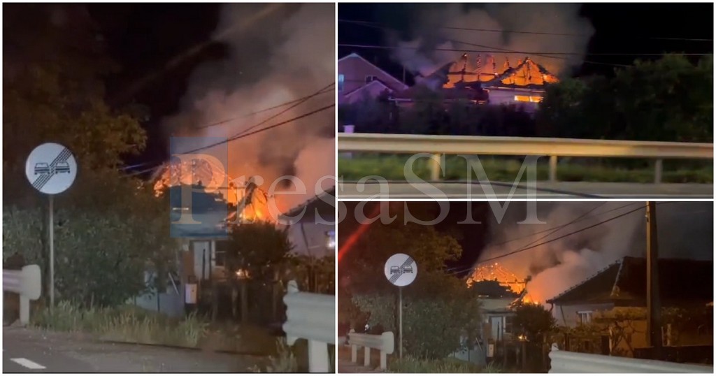 VIDEO. Incendiu violent pe Drumul Careiului. Arde o casă, mobilizare a Pompierilor