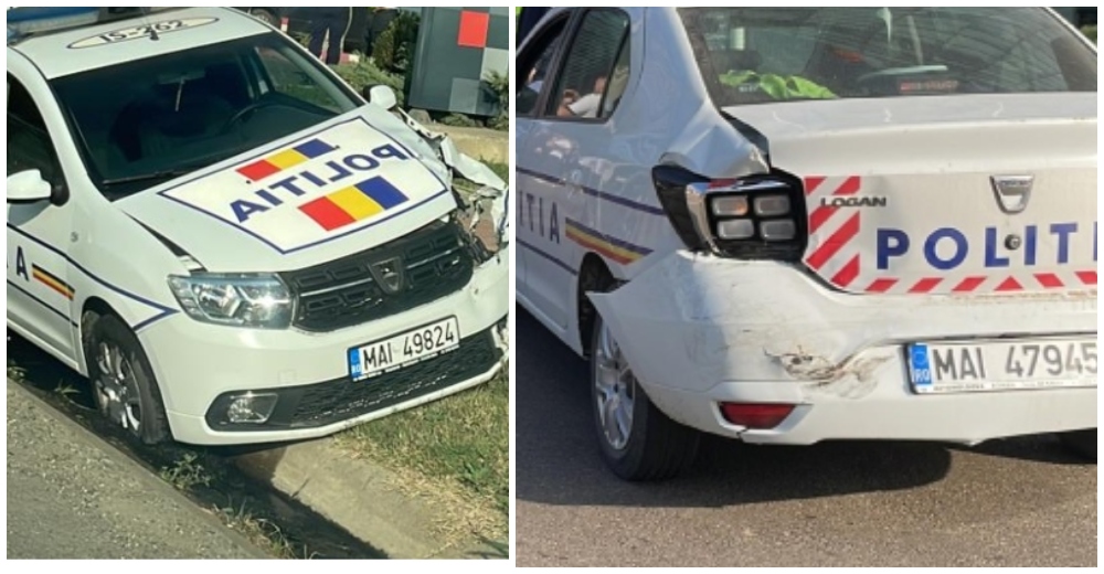 Accident între 2 mașini de Poliție în municipiul Satu Mare! Un agent depistat pozitiv la substanțe dubioase