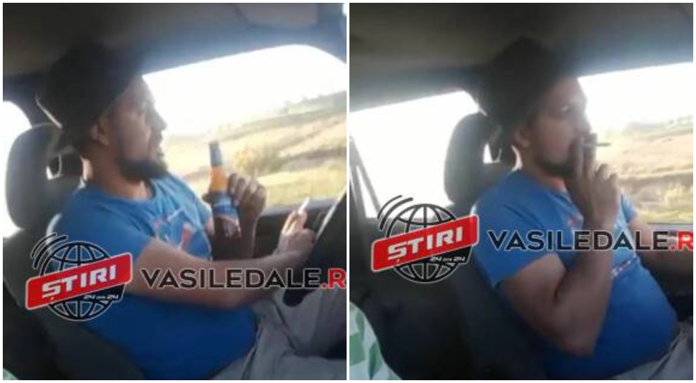 VIDEO. Așa ceva?! Live cu berea în mână, la volanul unei mașini, prin județul Satu Mare