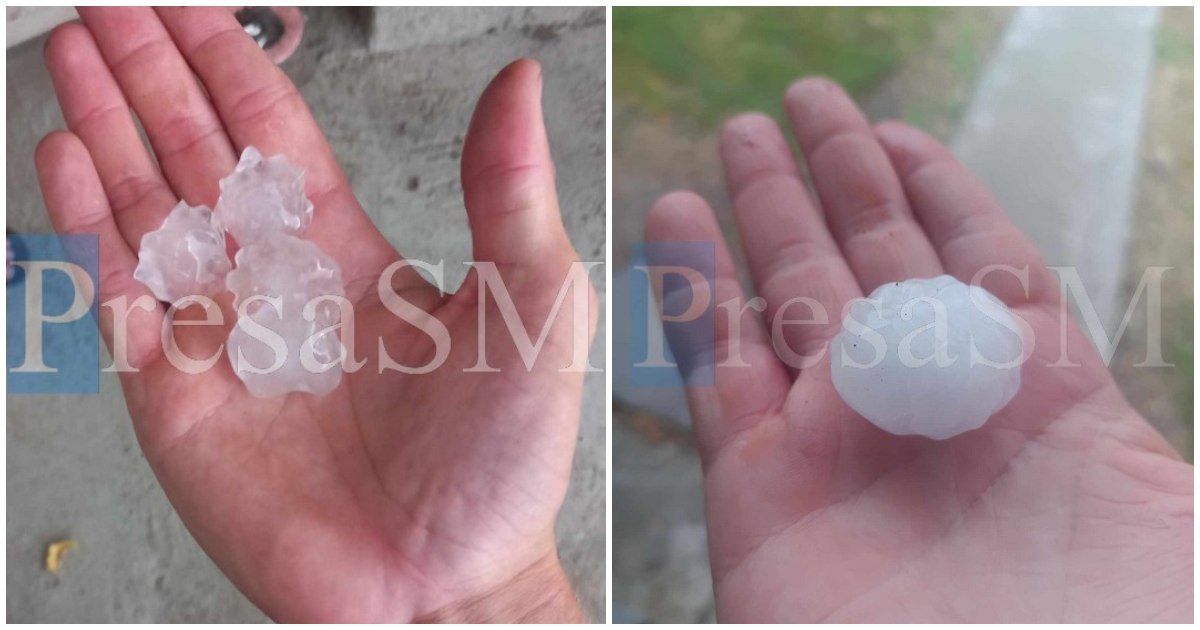 FOTO/VIDEO. Grindină de mari dimensiuni în mai multe localități sătmărene. A fost Cod roșu la Satu Mare