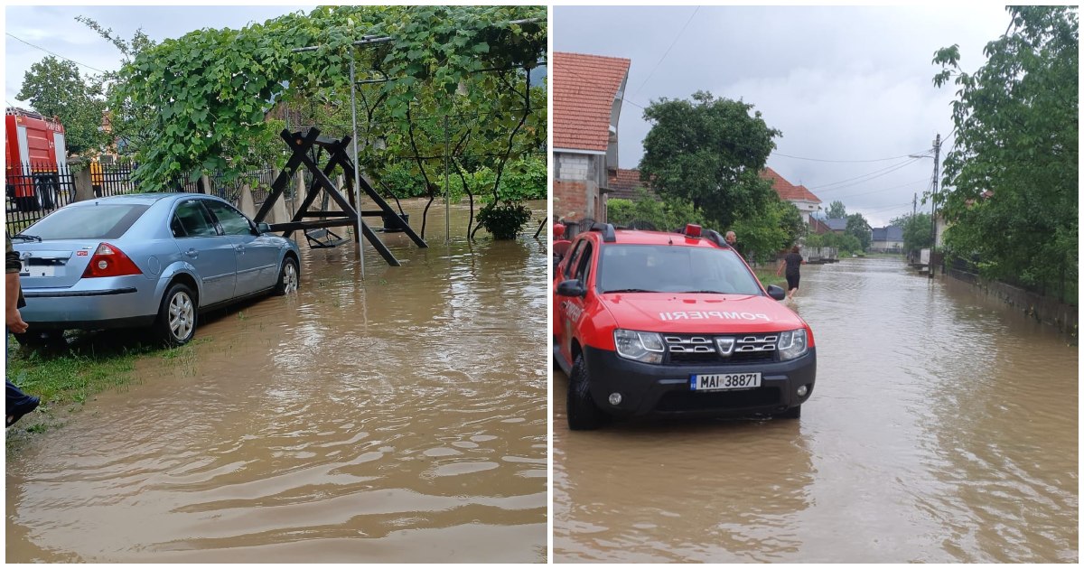 FOTO/VIDEO. Străzi transformate în râuri după ploile torențiale. Apa a ajuns în curțile și casele sătmărenilor