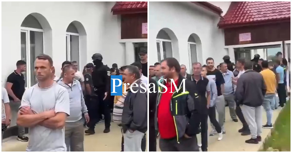 VIDEO. Mascații la o secție de votare din județul Satu Mare. Localnicii au blocat unele persoane