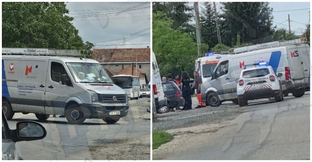 FOTO. Accident cu victimă în Păulești. Femeie lovită de mașina unei firme de curierat
