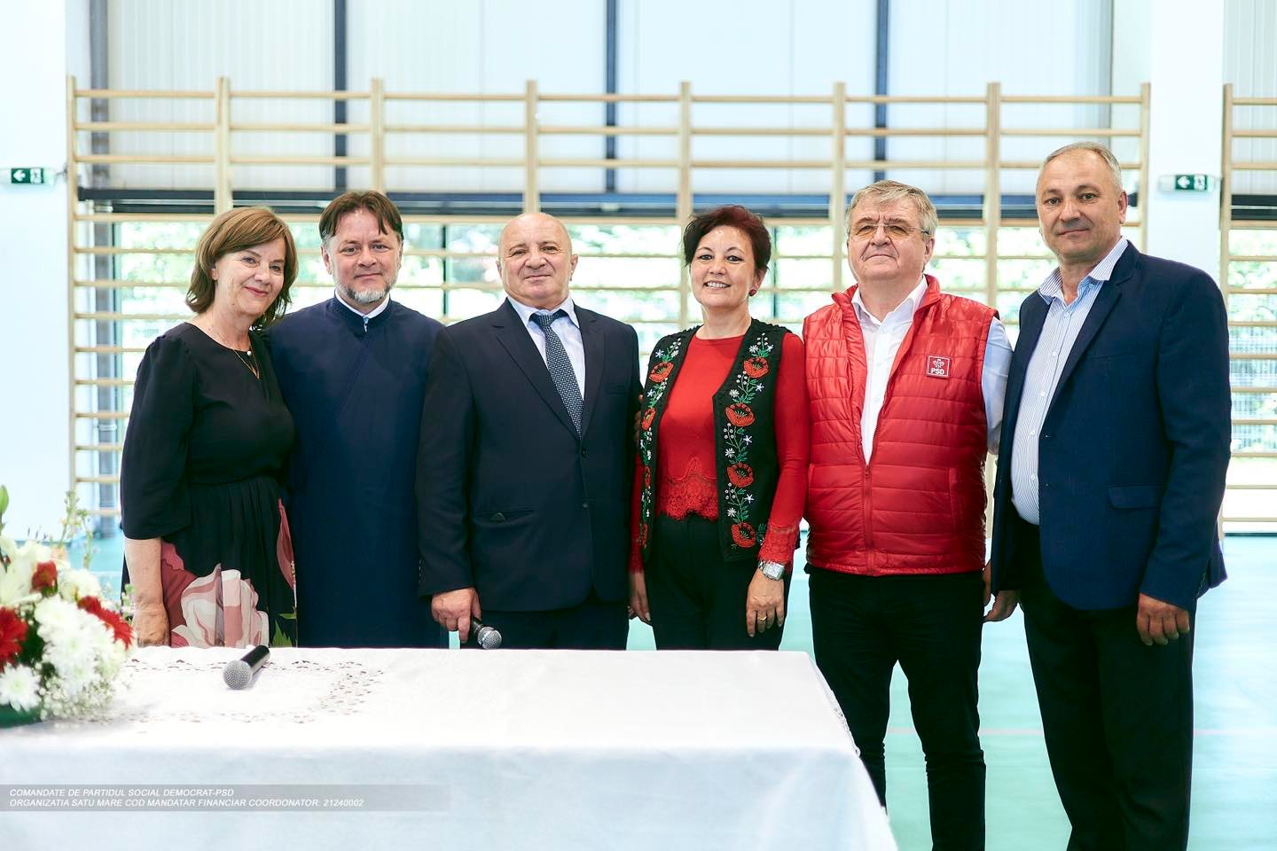 Liderii PSD Satu Mare au participat la inaugurarea sălii de sport din Gherța Mică