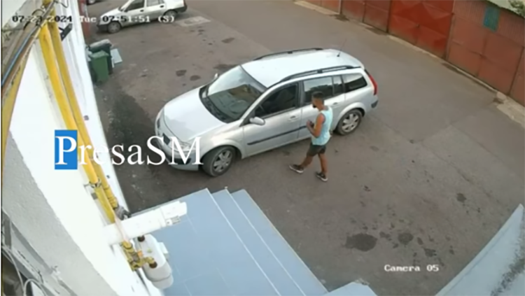 FOTO/VIDEO. Hoțul care a furat mașina unui livrator de pizza din Satu Mare, prins de polițiști. A și fost reținut