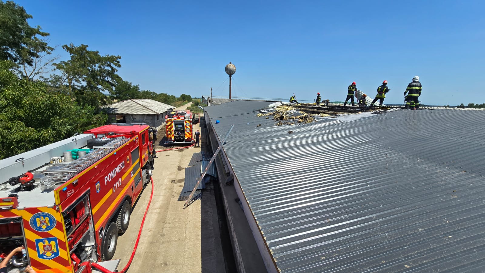 FOTO. Incendiu la o fermă de pui din județul Satu Mare. Mobilizare a pompierilor