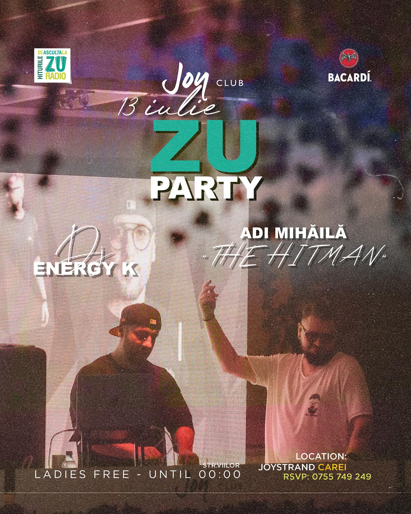Petrecerea ZU Party la Carei: Distracție pe 13 iulie cu DJ Energyk și Adi Mihaila The Hitman!