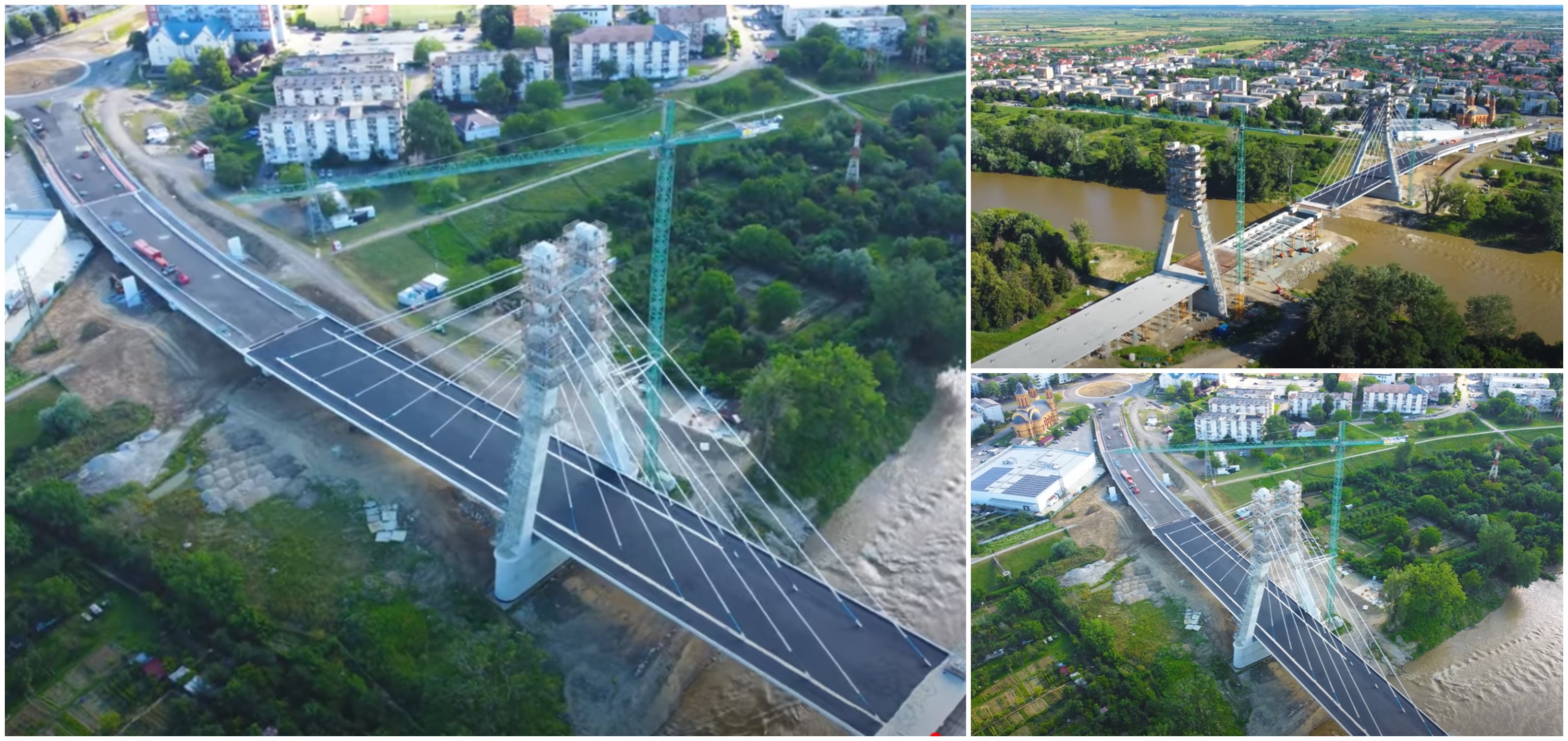 VIDEO. Uriașul pod din Satu Mare, tot mai aproape de finalizare. Vizibil de la zeci de km depărtare