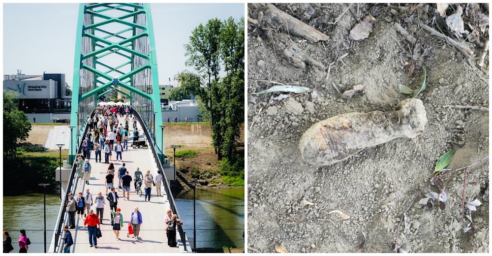 FOTO. Bombă găsită lângă pasarela pietonală din municipiul Satu Mare!