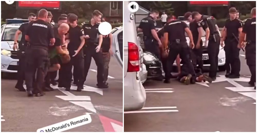 FOTO/VIDEO. Scandal și încătușări la Kaufland, în Satu Mare. Mobilizare a Poliției/Jandarmeriei