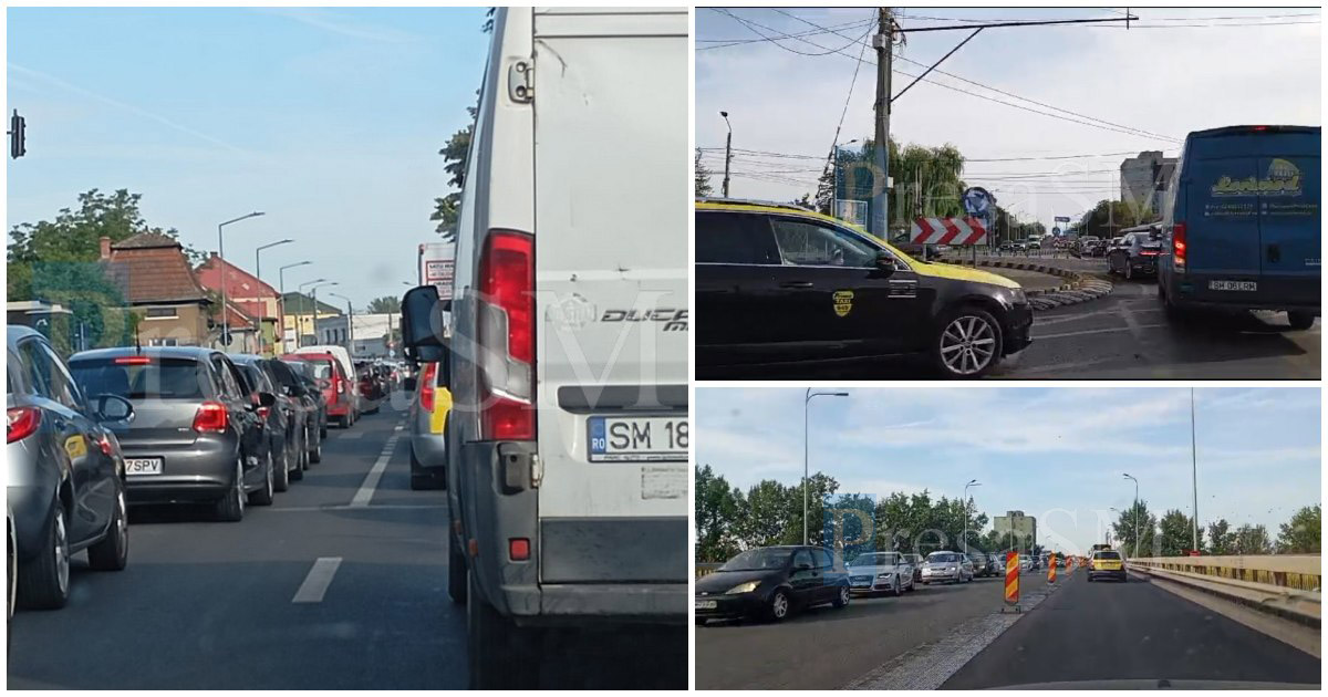 FOTO/VIDEO. Cozi kilometrice în municipiul Satu Mare. Aglomerație infernală!