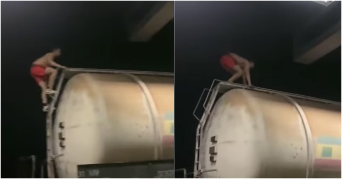 VIDEO. Caz șocant într-un județ din țară. Tânăr (19 ani), filmat de prieteni când se electrocutează pe un vagon de marfă