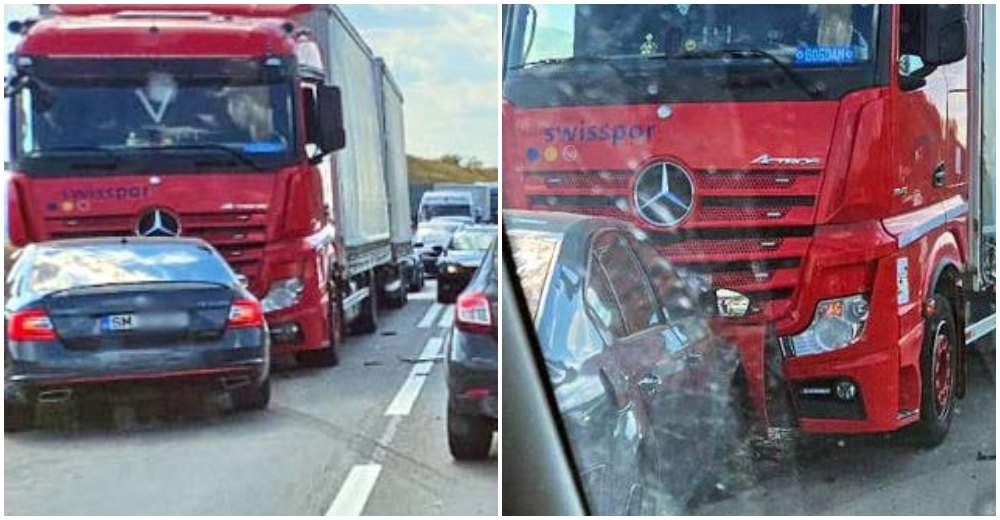 FOTO. Mașină din Satu Mare, coliziune frontală cu un autocamion