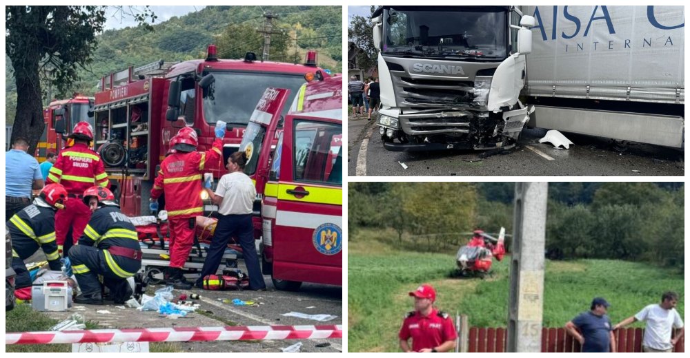 FOTO/VIDEO. Tragedie în județul vecin. Șofer mort după o coliziune între un TIR și o mașină