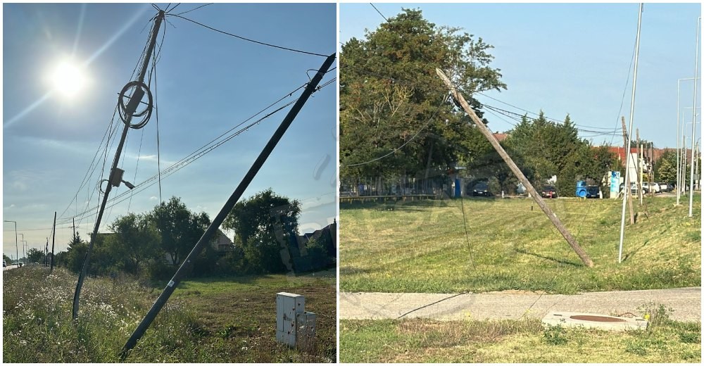 VIDEO. Pericol în zona drumurilor naționale din județul Satu Mare. Cad stâlpii, pericol pentru oameni