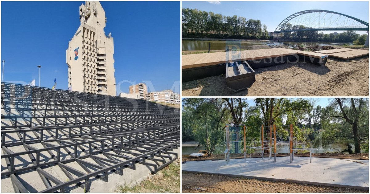 FOTO. Teatru de vară, pontoane și locuri de joacă. Avansează lucrările pe malul Someșului