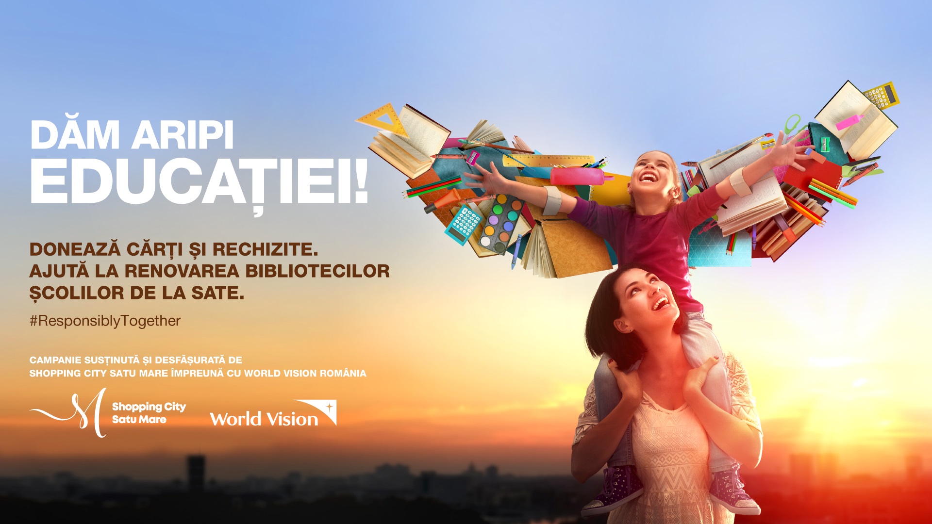 Shopping City Satu Mare sprijină copiii din mediile defavorizate prin programul „Dăm aripi educației”