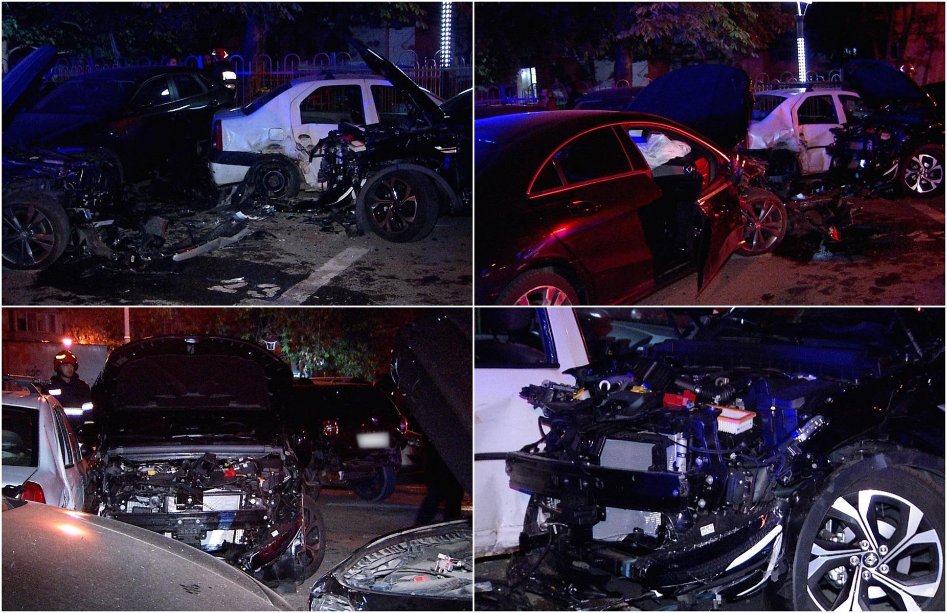 FOTO. Se întâmplă în România. Tânără fără permis, urmărită de Poliție, a pierdut controlul volanului și a făcut prăpăd pe o stradă