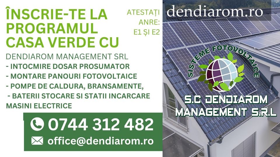 Dendiarom Management SRL, profesioniști în instalarea de panouri fotovoltaice și pompe de căldură de calitate superioară
