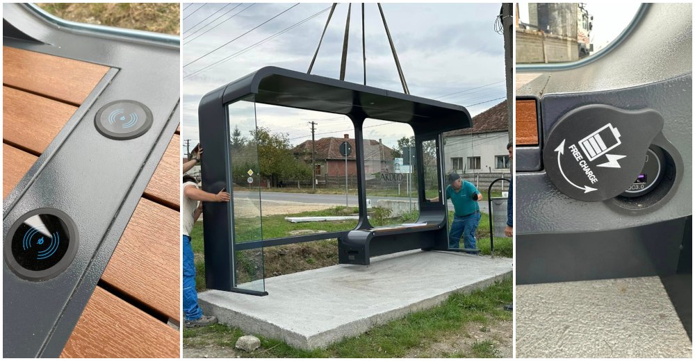FOTO. Unde s-au montat primele stații de autobuz SMART din județ: WiFi, încărcare wireless și USB